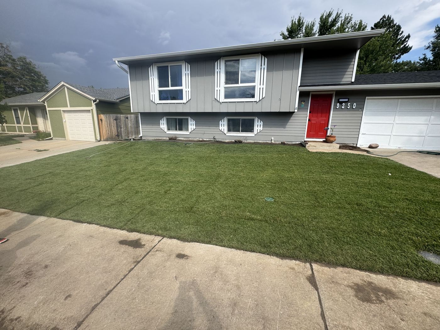 New sod lawn installed in a front yard